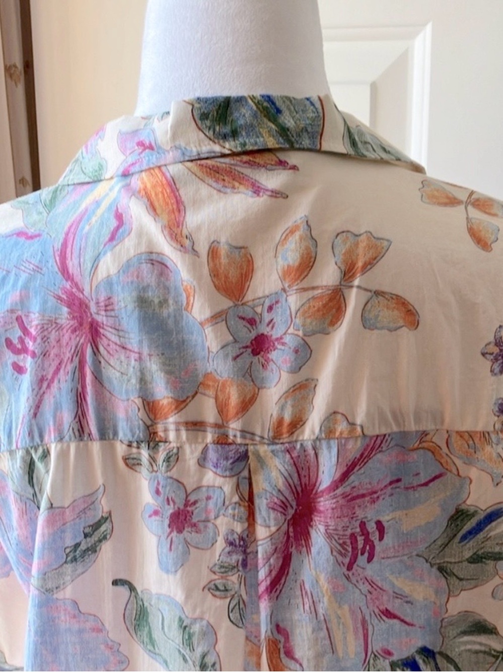 Mango Floral Pattern Shirt Cotton Short Sleeve Multicolor Size 8 - Picture 12 of 14